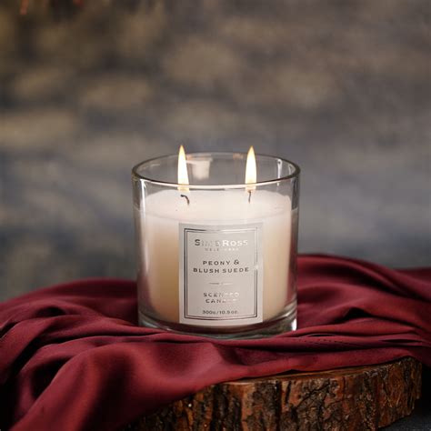 Scented Glass Candle (300g)- Peony & Blush Suede – Sim & Ross