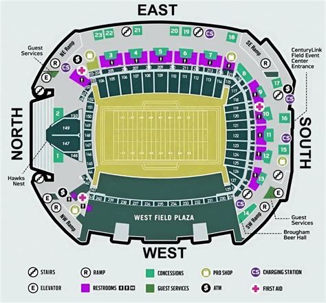 Lumen Field Seating Chart with Seat Numbers and Rows