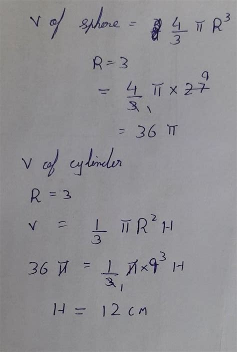 Each of the radius of a sphere and that of the base of a right circular ...