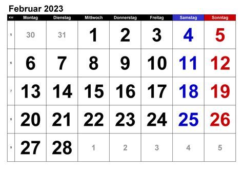 Resultado de imagen de kalender 2023 februar drucken
