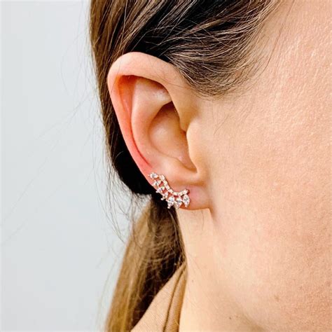 Buy Rose Gold Swarovski Ear Cuff, Ear, Ear Climbers, Swarovski Earrings ...