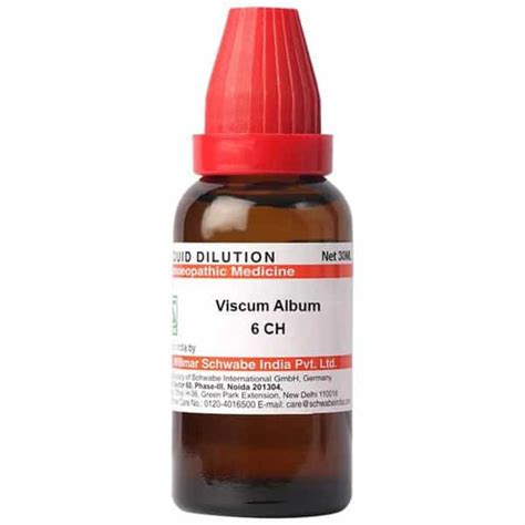 Buy DR. WILLMAR SCHWABE INDIA VISCUM ALBUM DILUTION 6 CH 30 ML Online ...
