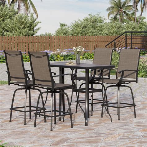 Buy PHI VILLA Patio Swivel Bar Stool Set of 6, Textilene Bar Height ...