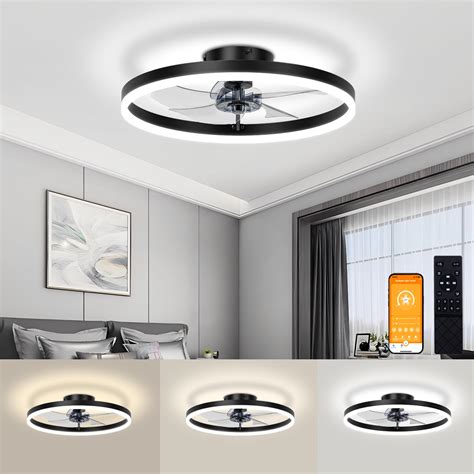 VOLISUN Low Profile Ceiling Fan with Lights and Remote, 15.7in Modern ...