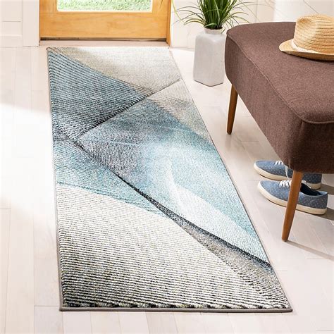 Safavieh Hollywood Skota 2 X 6 (ft) Gray/Teal Indoor Abstract Mid ...