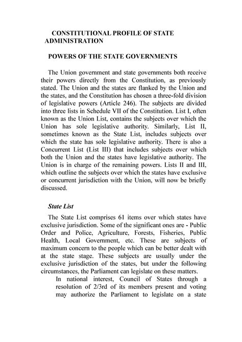 Constitutional Profile OF State Administration - CONSTITUTIONAL PROFILE ...
