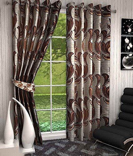 Buy Home Luxurious Set of 2 Multi-color (Brown) Printed Eyelet Longdoor ...