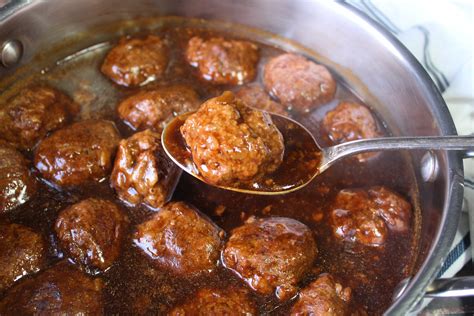 Meatballs and Brown Gravy - Baked Broiled and Basted