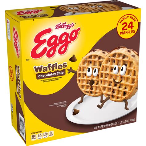 Kellogg's Eggo, Frozen Waffles, Chocolatey Chip, Family Pack, 24 Ct, 29 ...