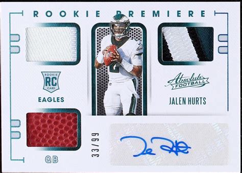 2020 Panini Absolute - Rookie Premiere Materials Jalen Hurts #214 ...