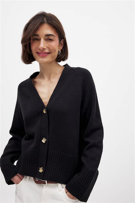 Fine Knitted Cardigan Black | NA-KD