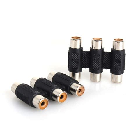 FOXMICRO 3 RCA Female to Female F/F Coupler Joiner Adapter AV/Audio ...