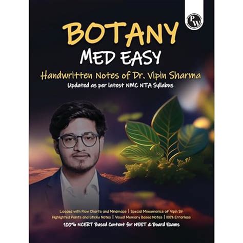 Buy PW Botany Med Easy Dr. Vipin Sharma Handwritten Notes | Flow Charts ...