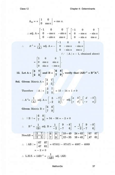 Class 12 Maths Solutions Chapter 4 的图像结果