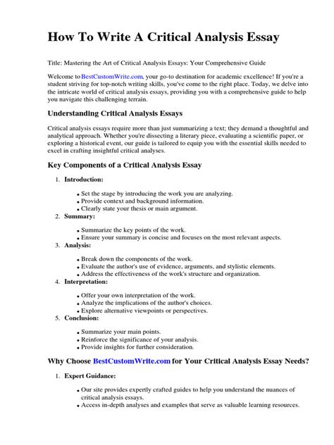 Critical Analysis Essay Example 的图像结果