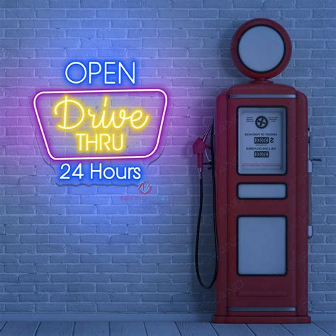 Open Drive Thru 24H Neon Sign Business Led Light - NeonGrand