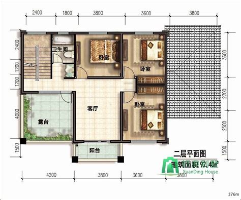 经典简单二层房屋设计图，外观素雅、户型通透_二层别墅设计图_鲁班设计图纸官网