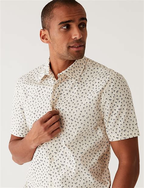 Buy Pure Cotton Palm Tree Print Shirt at Marks & Spencer