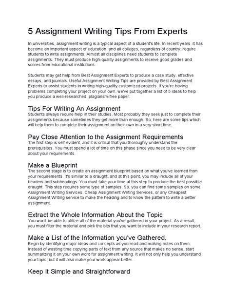 5 Assignment Writing Tips From Experts | PDF | Communication | Cognition