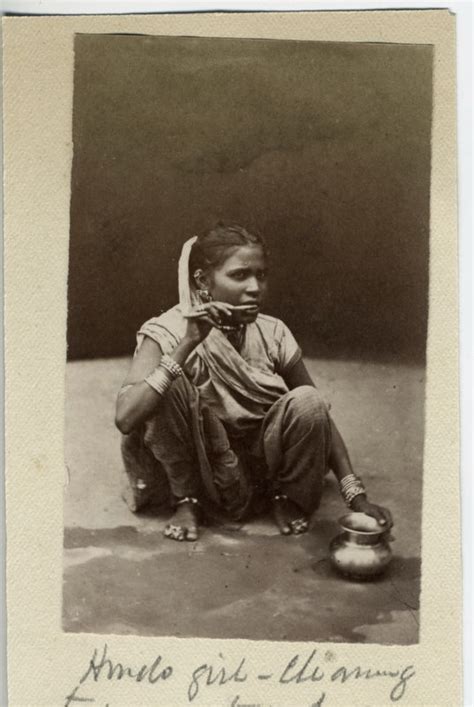 Indian Hindu Woman Cleaning Teeth - 1880's - Old Indian Photos