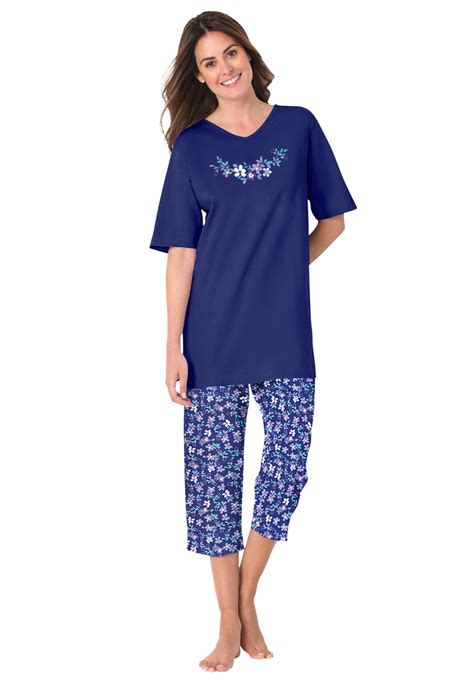 Dreams & Co. - Dreams & Co. Women's Plus Size 2-Piece Capri Pj Set ...