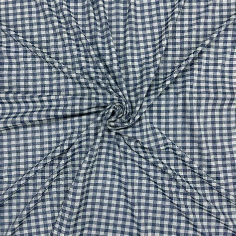 Buy Blue White Check Print Woollen Tweed Suiting Lycra Fabric Online ...