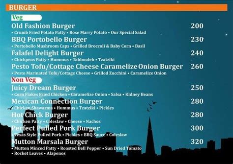 Menu at The Night Grub, Noida