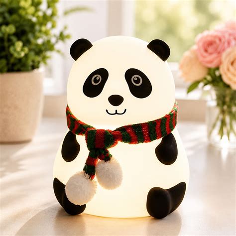 Soft Silicone Tapping Panda Night Lamp – Colour Changing LED