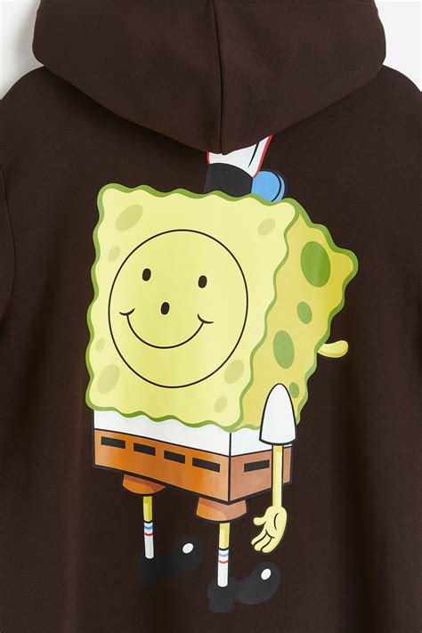 Regular Fit Hoodie - Brown/SpongeBob - Men | H&M IN