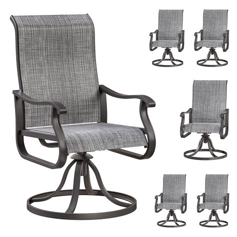 ELPOSUN Patio Swivel Chairs Set of 6, Outdoor Dining Chairs High Back ...
