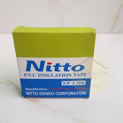 Jual NITTO ISOLASI LISTRIK ORIGINAL Tape Hitam PVC kabel nito 3/4" 25M ...