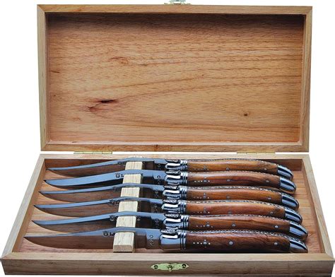Amazon.com: Baladeo Laguiole Steak Knives with Olive Wood Handle, Set ...