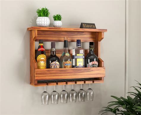 Elavra Solid Sheesham Wood Jaddy Wall Hanging Mounted Wine Rack Wooden ...