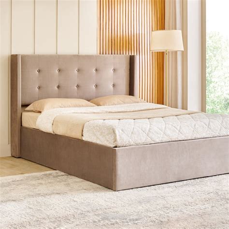 Buy Helios Bravo Betty Queen Bed with Hydraulic Storage - Brown from ...
