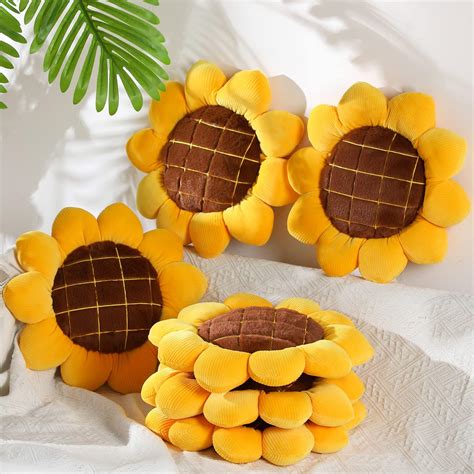 Amazon.com: Coume 2 Pieces 3D Sunflower Flower Floor Pillow Seating ...