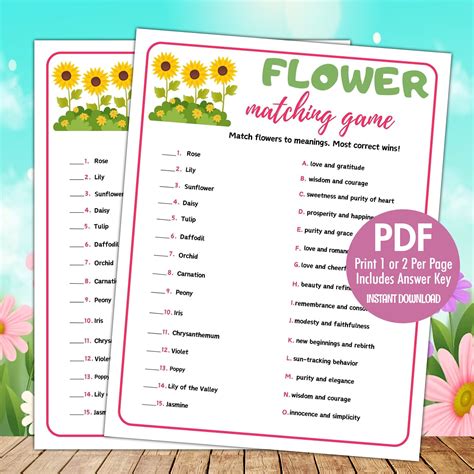 Image result for Flower Matching Game Printable