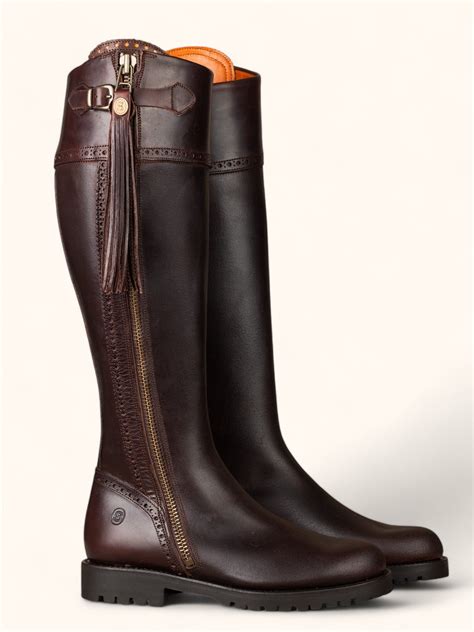 Tall Spanish Riding Boots with a Tread Sole - Rustic Brown Leather ...