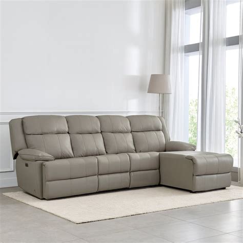 Buy Torino Half Leather 3-Seater Electric Recliner with Right Chaise ...