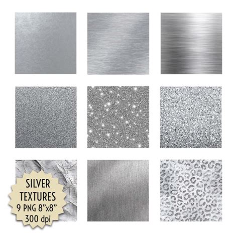 Silver Textures Set, Metallic Backgrounds for Christmas Decor, Holiday ...