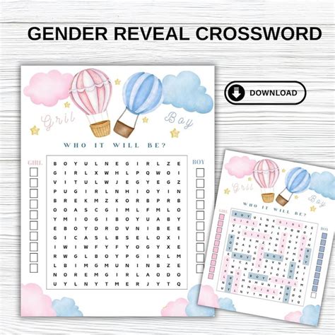 Gender Reveal Word Search Game Boy or Girl Gender Reveal Word Search ...