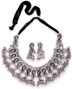 Primis Oxidised Silver 900 Silver Silver Jewellery Set Price in India ...
