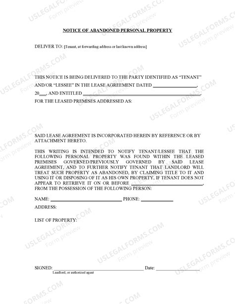 Las Vegas Nevada Letter from Landlord to Tenant as Notice of Abandoned ...