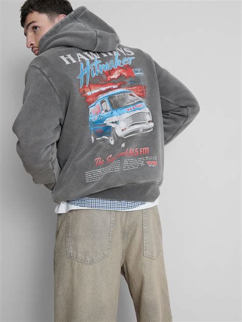 Mens Charcoal Stranger Things Hawkins Hitmaker Hoodie | Primark