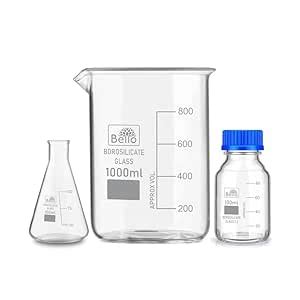 Bello Borosilicate Glass Measuring Conical flask 100ml, Beaker 1000ml ...