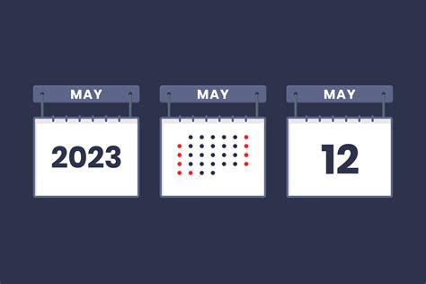 2023 calendar design May 12 icon. 12th May calendar schedule ...