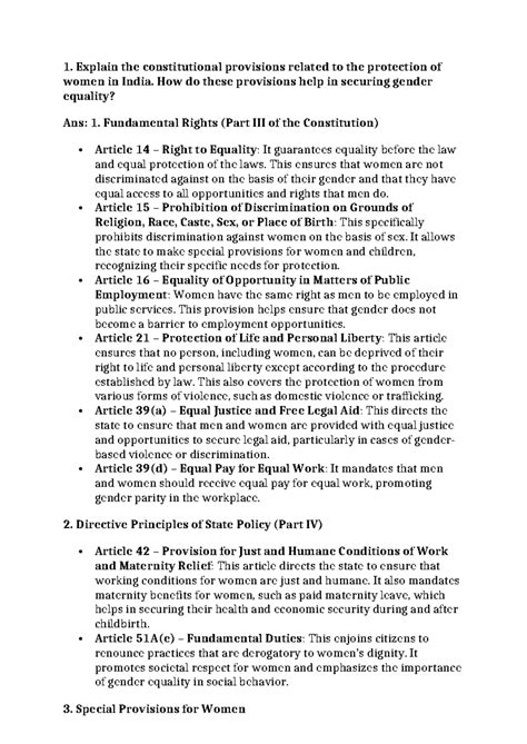 WOMEN AND CRIMINAL LAW - Explain the constitutional provisions related ...
