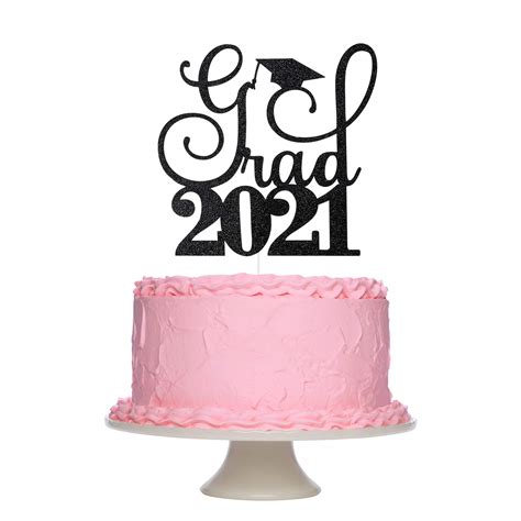 Buy 2021 Graduation Cake Topper, Black Glitter Grad 2021 Graduation ...