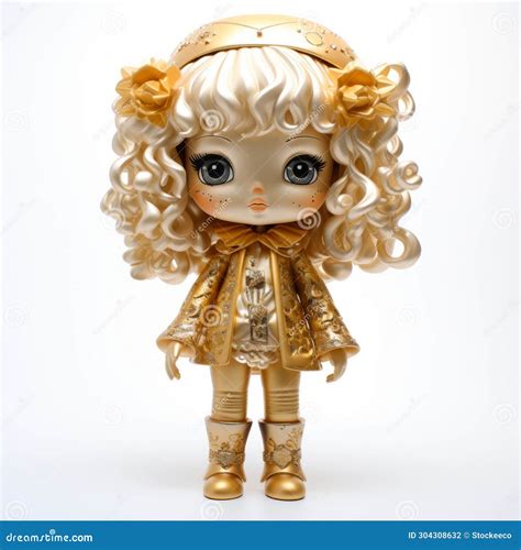 Shimmering Golden Dolls with Curly Hair - Charlotte Vinyl Toy Stock ...