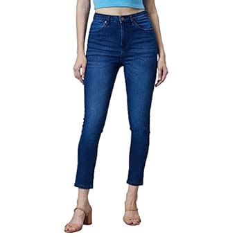 Buy AKA CHIC women's High Rise Slim Jeans (AKCB 1004 C_Dark Blue_34) at ...