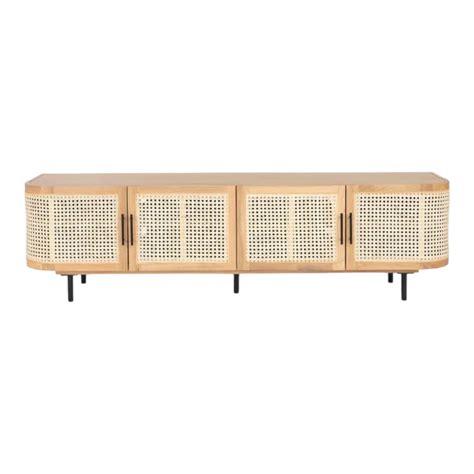 Kanti Teak Wood Rattan Open TV Unit Natural – Nismaaya Decor